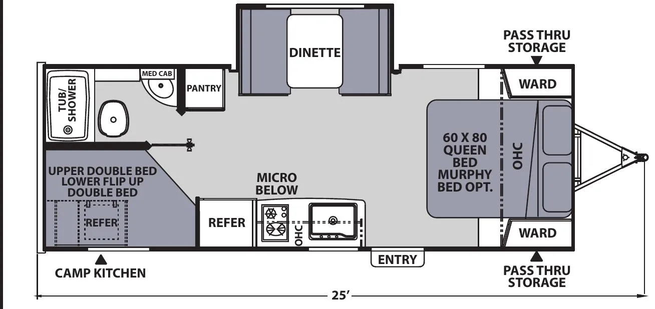 Floor plan of the Apex Nano 208BHS.